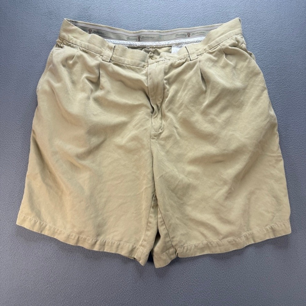 Tommy Bahama Shorts Pleated Relaxed Fit 36 (FIT 35)‎ Khaki Silk Casual Summer